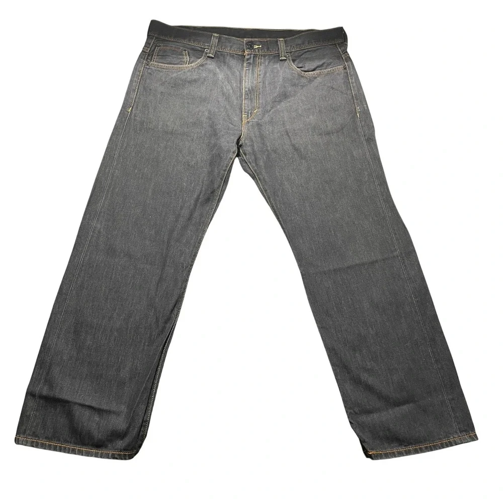 Levis 569 Loose Straight Jeans Mens 38x30 Dark Wash Gray Denim Flap Pocket